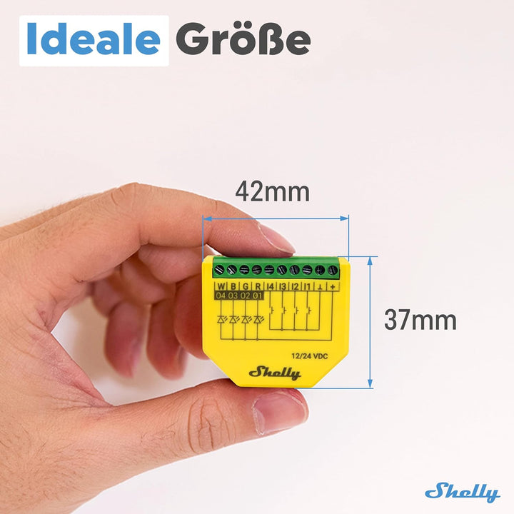 Shelly Plus RGBW PM - WLAN Controller für LED-Streifen, 12-24 VDC, 3 Beleuchtungsprofile, Leistungsm