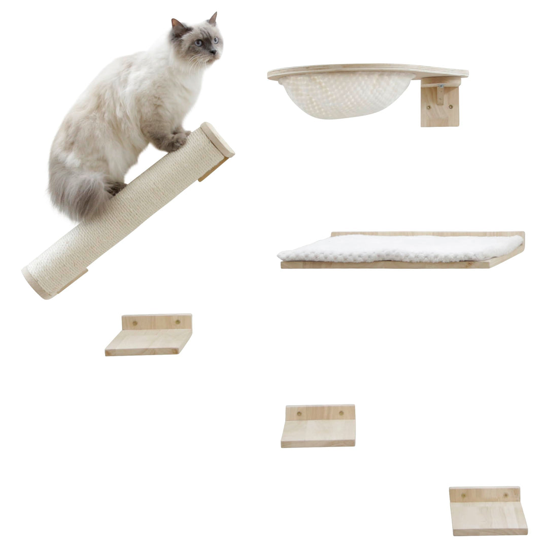 Kerbl Katzen Kletterwand Rocky, Trittbretter Liegebrett Säule Liegemulde, 6-TLG, Rocky