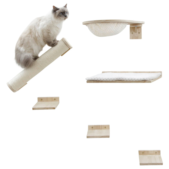 Kerbl Katzen Kletterwand Rocky, Trittbretter Liegebrett Säule Liegemulde, 6-TLG, Rocky