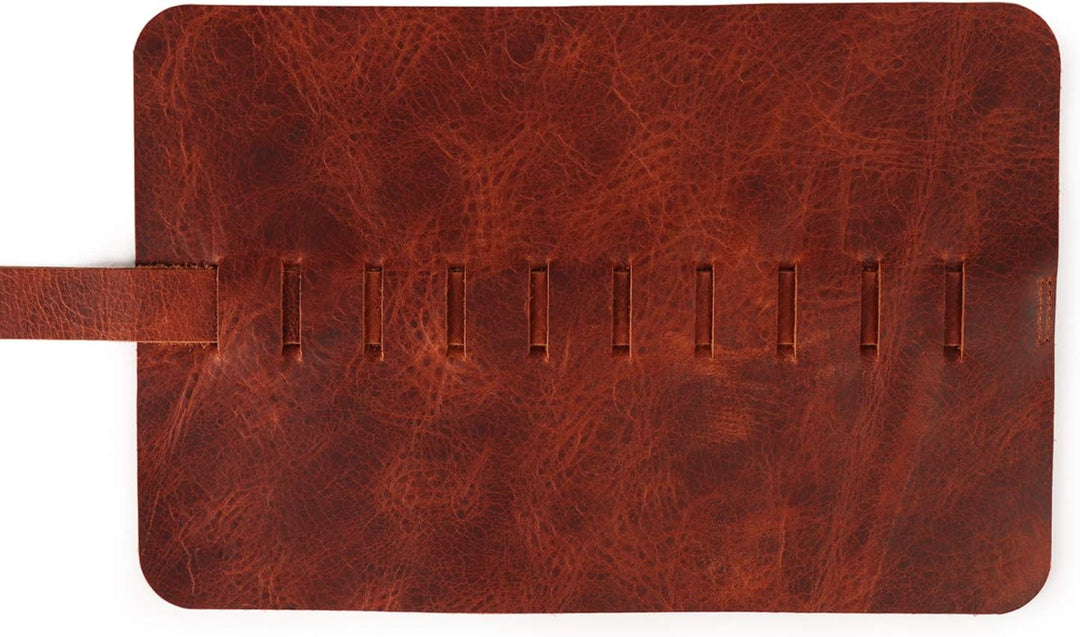 LONDO Etui für Stifte und Bleistifte aus echtem Leder, Braun