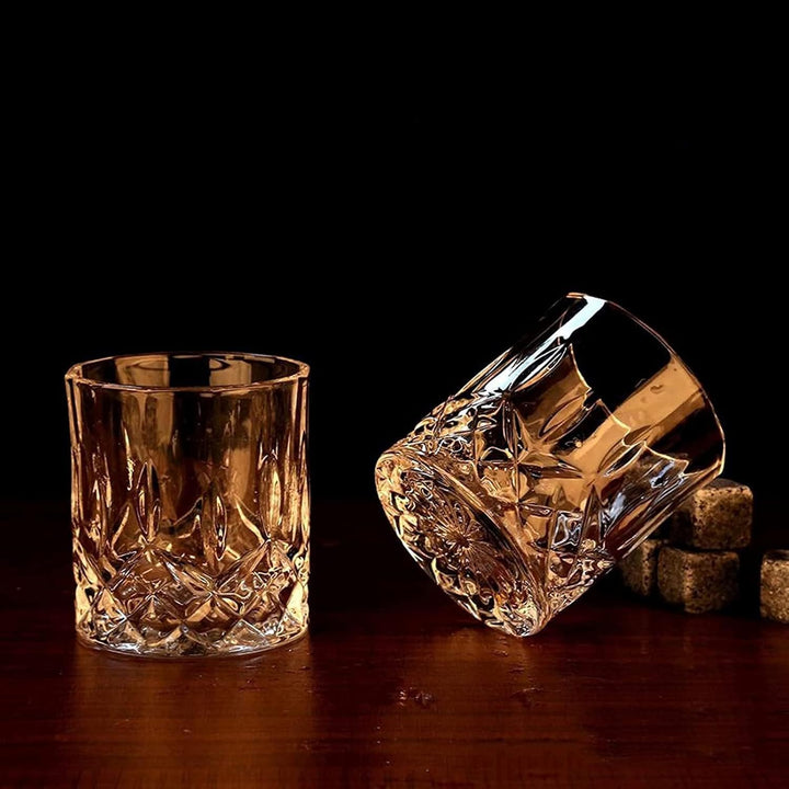 Holzsammlung Whisky Gläser Geschenkset, Whisky Steine Set mit 1 Whiskygläser 200ml & 4 Whisky Steine