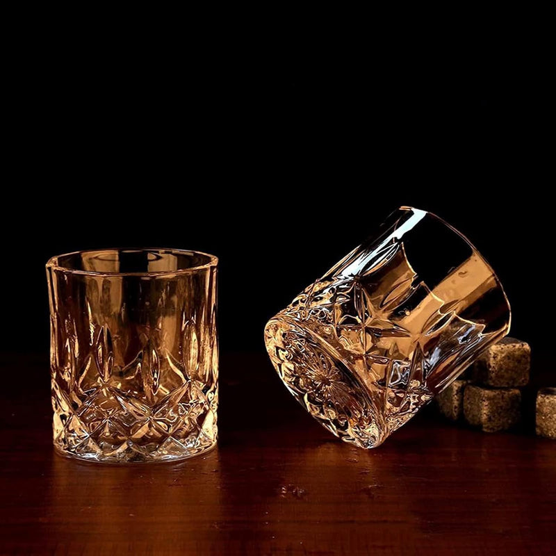 Holzsammlung Whisky Gläser Geschenkset, Whisky Steine Set mit 1 Whiskygläser 200ml & 4 Whisky Steine