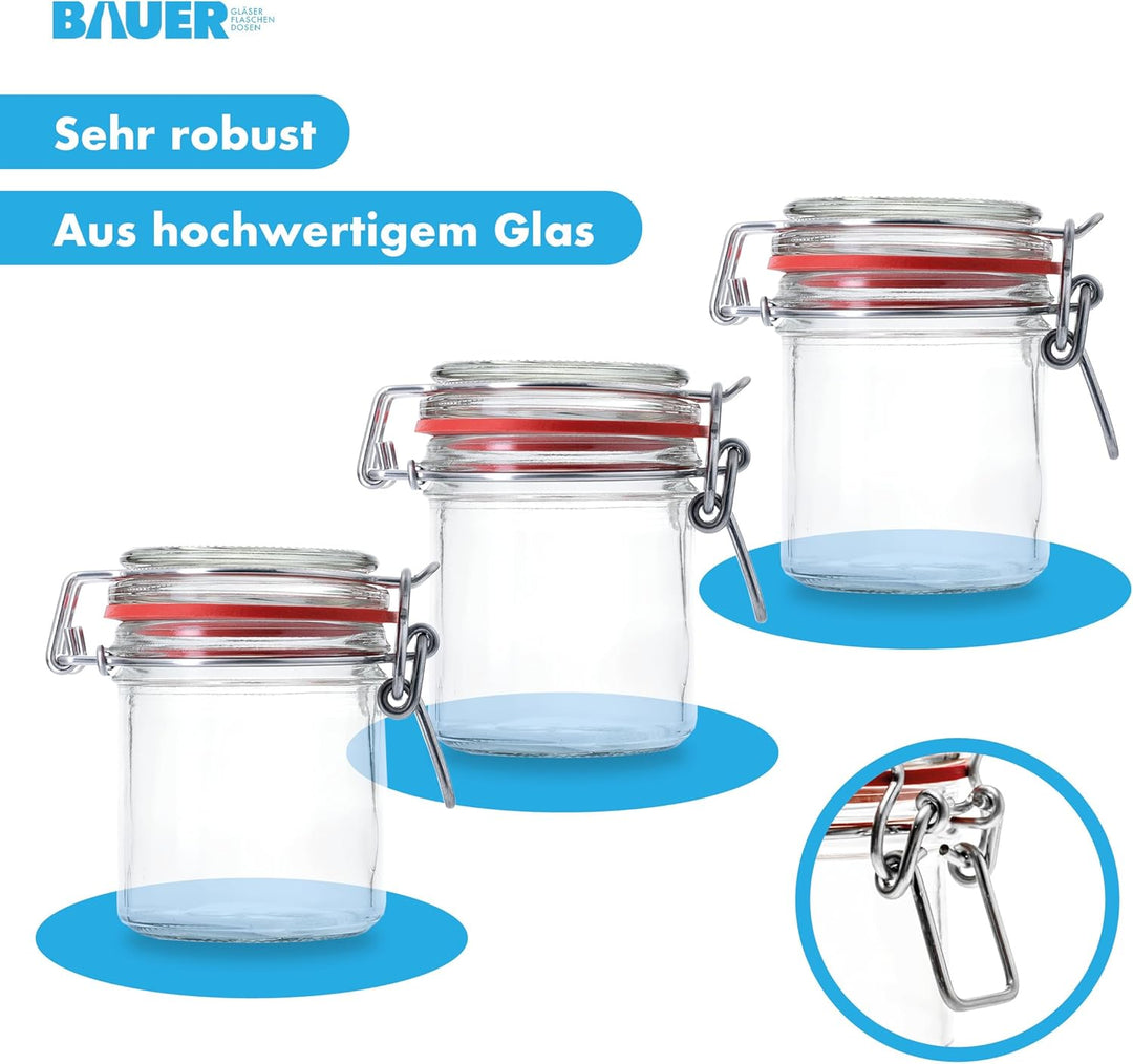 Flaschenbauer - 8 kleine Drahtbügelgläser 167 ml, verwendbar als Einmach- und Fermentierglas, zur Au