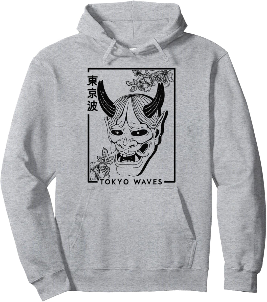 Japanische Dämonenrosen, minimalistische, ästhetische japanische Kunst Pullover Hoodie