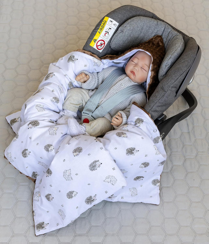 LOOLAY Einschlagdecke Babyschale kompatibel mit 3 und 5 Punkt Gurtsystemen – Babydecke für Autositz