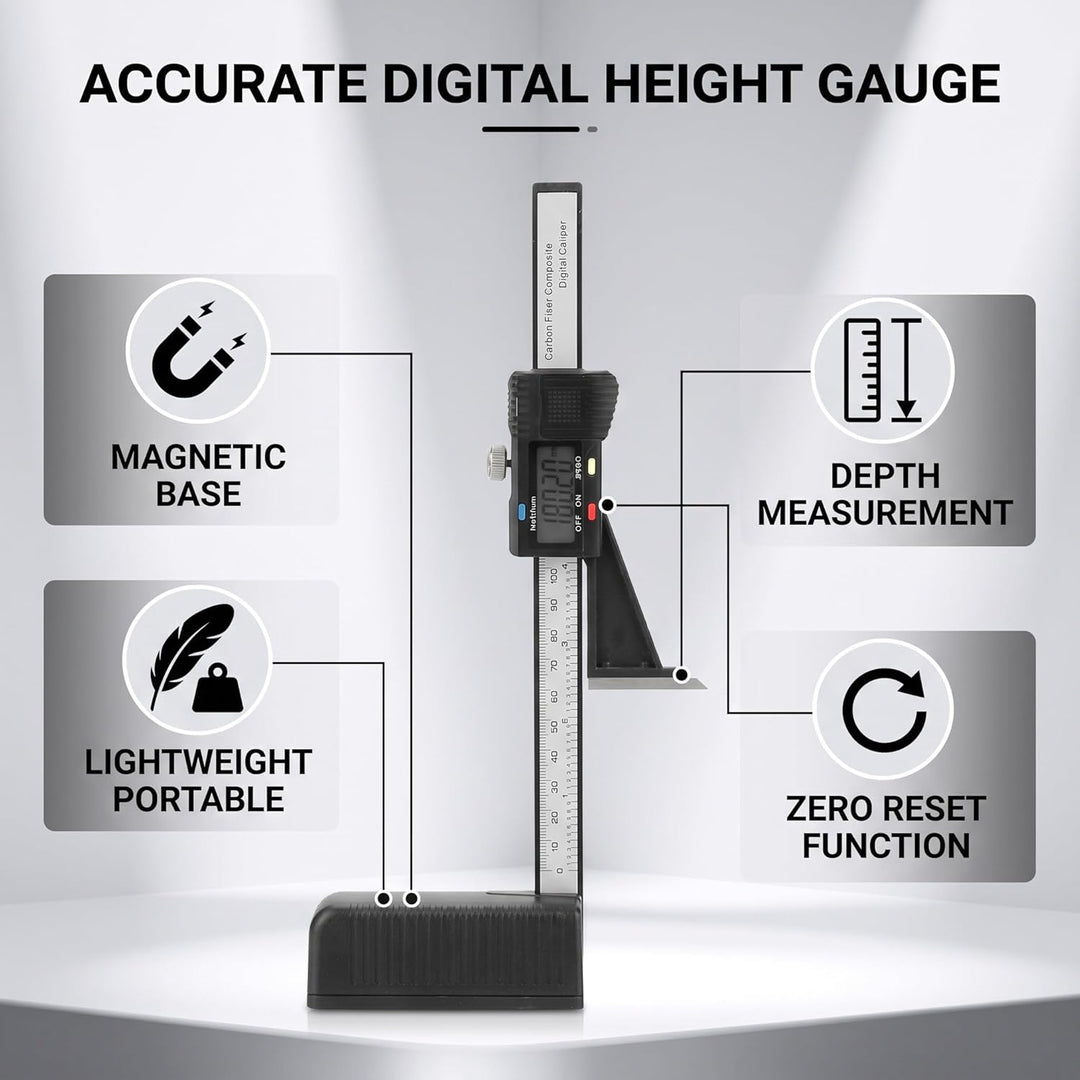 FTVOGUE 0-150mm LCD Digitalanzeigebildschirm Präzisionshöhenöffnung Tiefenmesser mit Magnetfuss