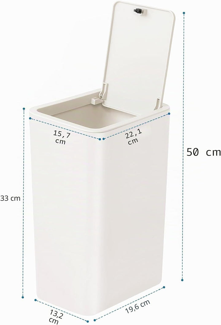 TIPGO Badezimmer-Mülleimer mit Deckel, 10 Liter, schmaler Mülleimer, kleiner Mülleimer, Abfallkorb m