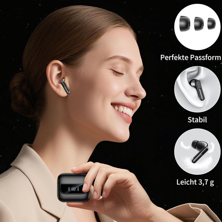 Bluetooth Kopfhörer in Ear, 6 Mikrofone ENC Noise Cancelling für Klarere Anrufe, Kopfhörer Kabellos