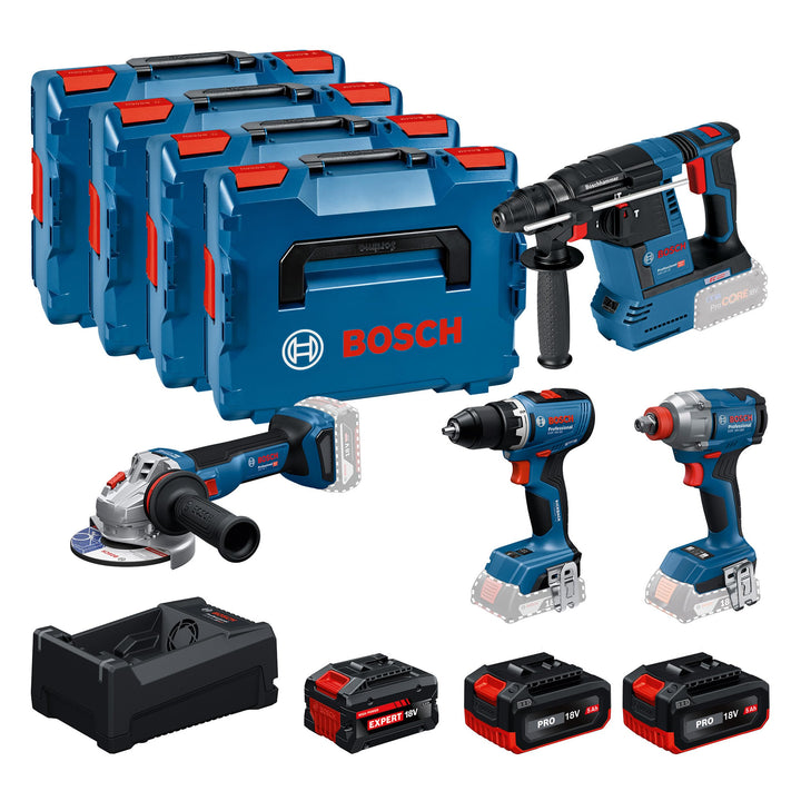 Bosch PRO 18V System Combo-Kit: GSR 18V-65, GDX 18V-285, GBH 18V-26, GWS 18V-11, 2x GBA 18V 5.0Ah, 1