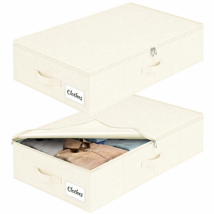 Unterbett Aufbewahrungsbox mit Deckel, 2 Stück Faltbar Unterbettkommode, Waschbar Kleideraufbewahrun