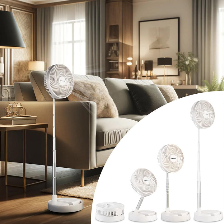 PEARL Akku Tischventilator: 2in1-Akku-Tisch- & Standventilator, ausziehbar bis 1 m, 8,5h, 4000 mAh (