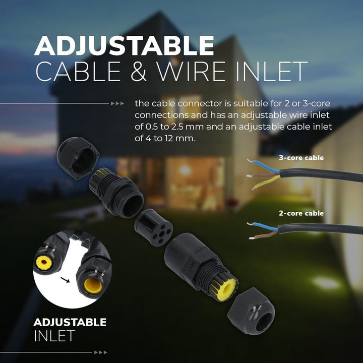 10er Set HOFTRONIC - Kabelverbinder Wasserdicht IP68-230V Kabelstecker aussen - Erdkabel verbinder -