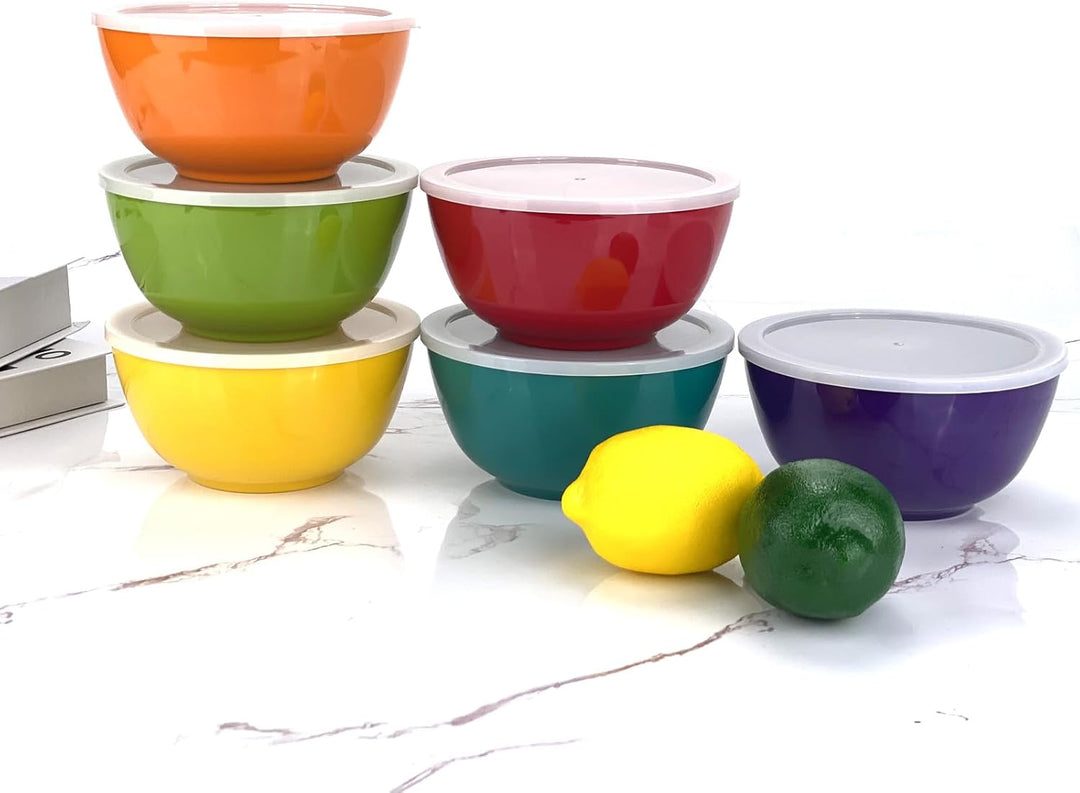 Set of 6 Melamine 28oz Salad Bowls Set,6 inch Round Soup Bowls,100% Melamine Dinnerware sets for Din