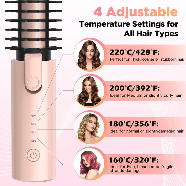 Schnurloser Lockenstab 32mm, Curling Iron mit 4 Temperaturen Tragbare Reise, 7000 mAh USB-aufladbare