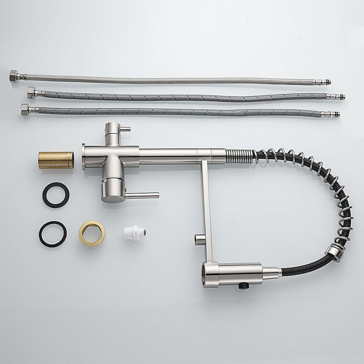 Trinkwasser Küchenhahn Pull Down Sprayer 2 Griff 3 in 1 Wasserfilter Reiniger Wasserhähne Frühling B