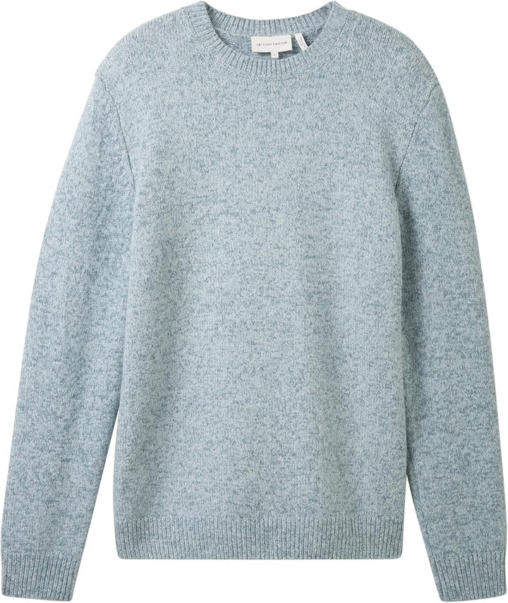 TOM TAILOR Herren Pullover, 34186 - Mint Grey White Twotone