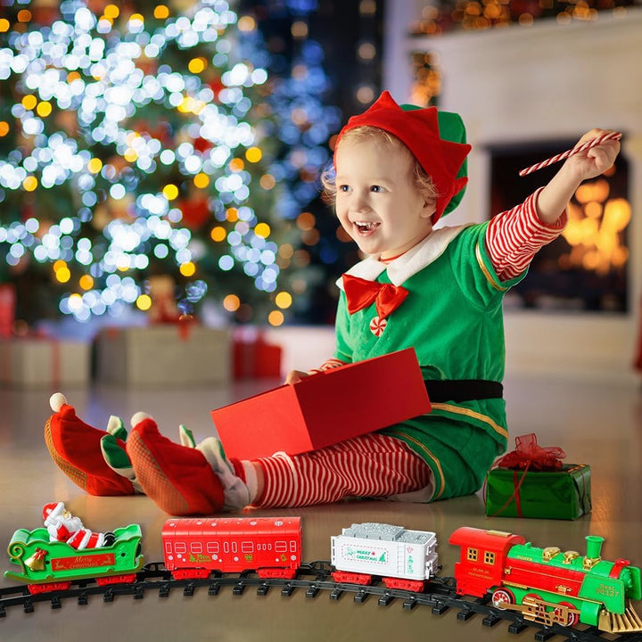 VATOS Hängendes Weihnachtszugset – Weihnachtszugspielzeug mit Licht und Sound für Jungen und Mädchen