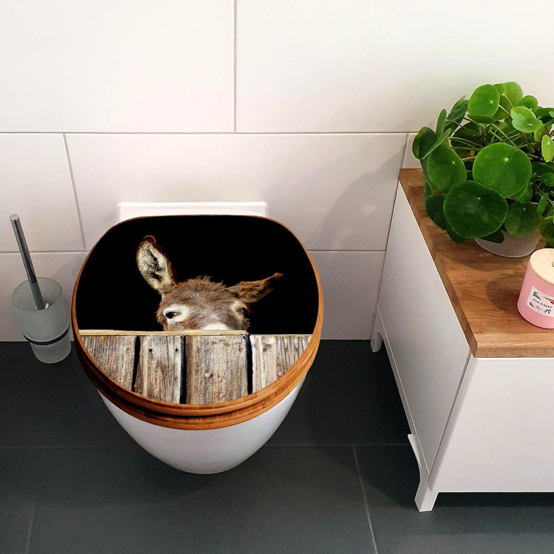 banjado Design WC Sitz Bambus Absenkautomatik 45,8x37,5cm - Toilettendeckel mit Absenkautomatik Holz