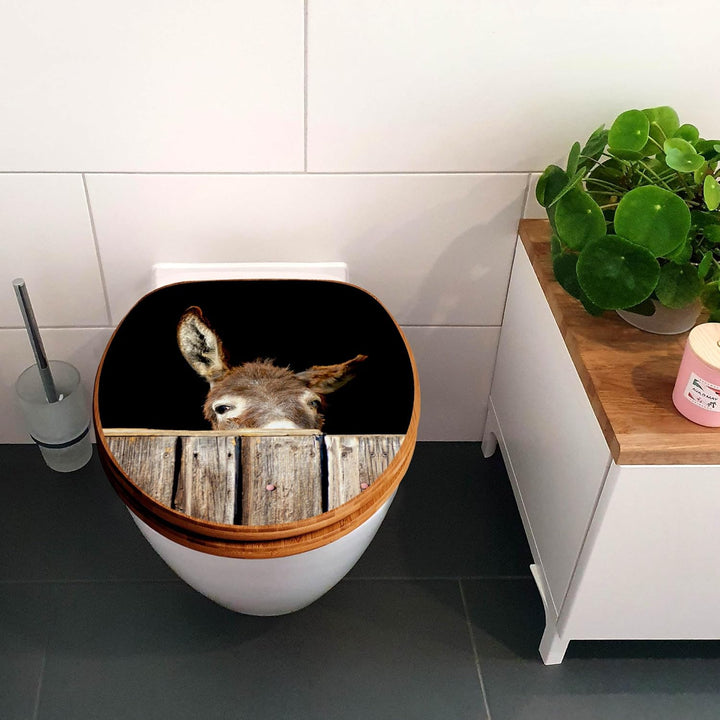 banjado Design WC Sitz Bambus Absenkautomatik 45,8x37,5cm - Toilettendeckel mit Absenkautomatik Holz
