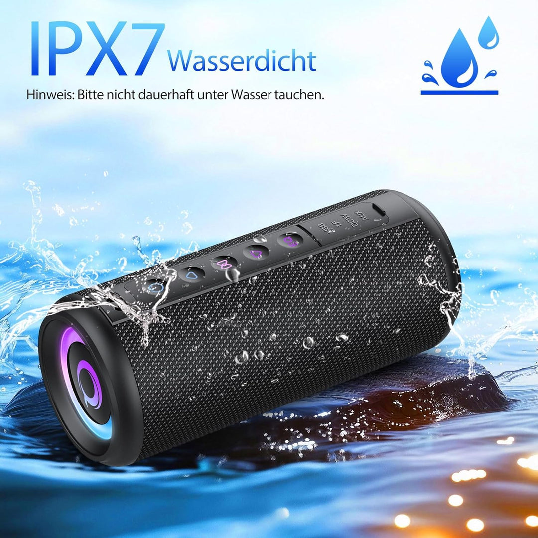 Bluetooth Lautsprecher, 2026 Musikbox Bluetooth 5.4 mit RGB Lichter, Tragbarer Lautsprecher Freispre