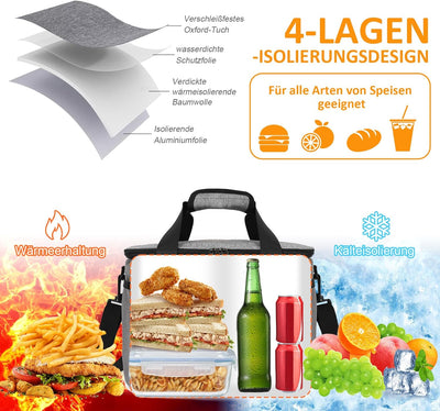 CALIYO Kühltasche,Lunchtasche, Kühltasche Faltbar für Männer Frauen Isolierte Tasche mit Reissversch