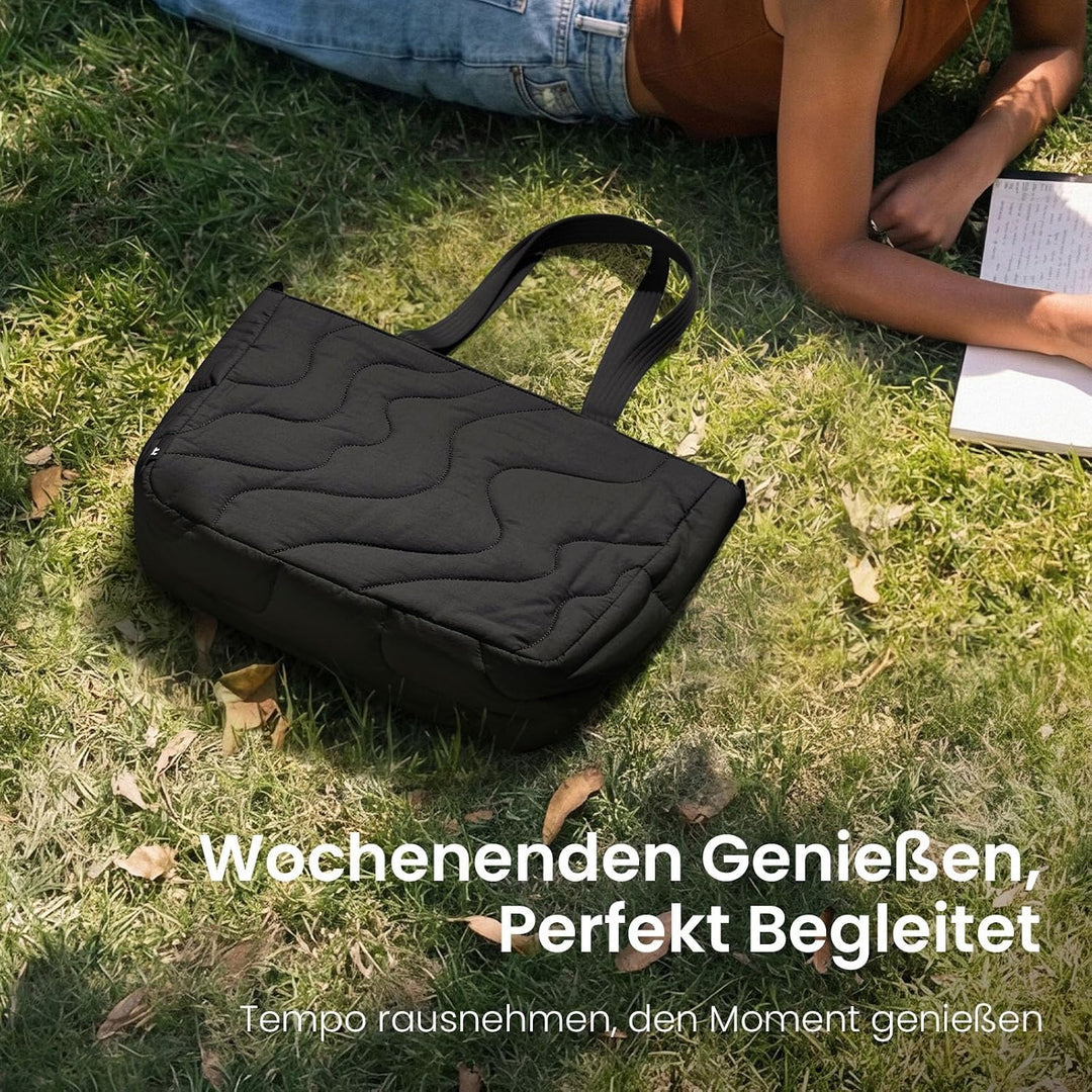 tomtoc Puffer Laptop Tragetasche für Damen, 17,5L Tote Bag für 15,6 16 Zoll Laptop, Leichte Schulter