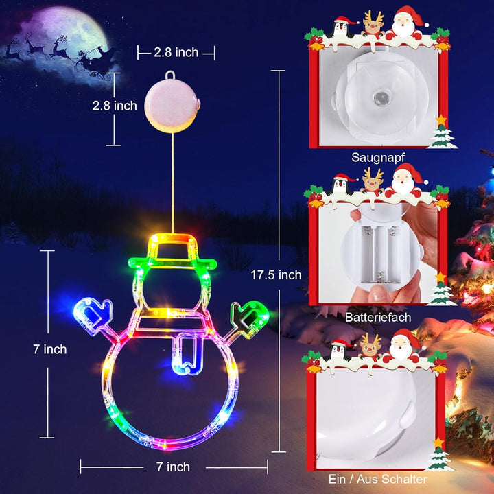LOLStar Weihnachtsdeko, 3er-Pack Mehrfarbig Weihnachtsstrumpf, Schneemann, Weihnachtsmann Mütze Lich