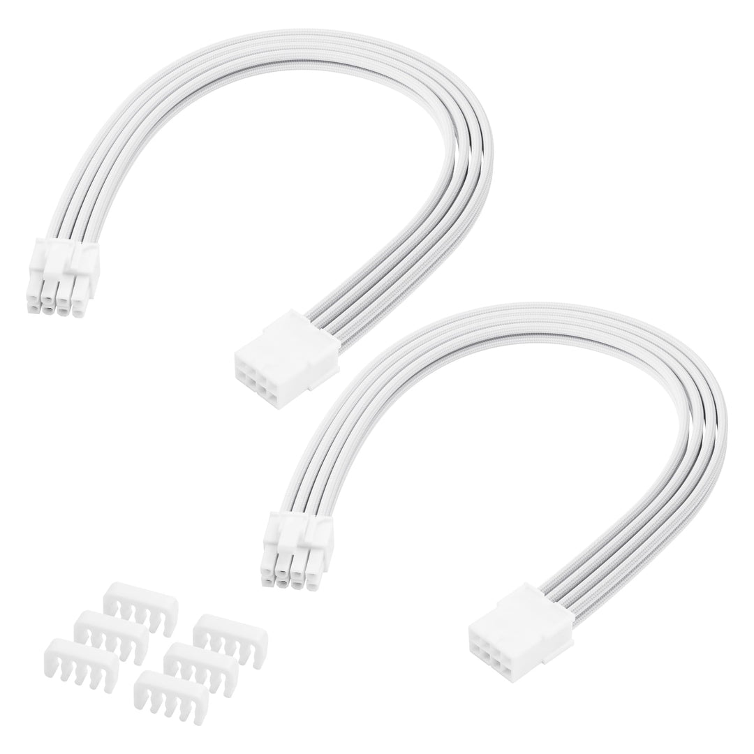 Verlängerungskabel-Adapter ATX 8-polig auf ATX 8-polig (6+2) Stecker, Weiss, für PC Build, High-End-