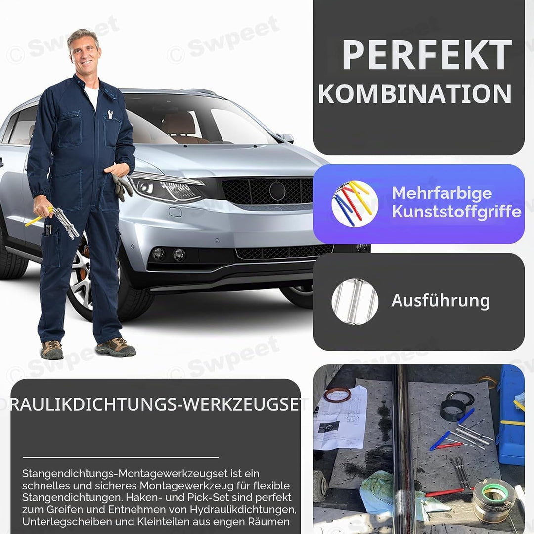 Swpeet 5Pcs Hydraulikdichtung Installationswerkzeug Hydraulikzylinder Kolben Reparatur Dichtung Werk