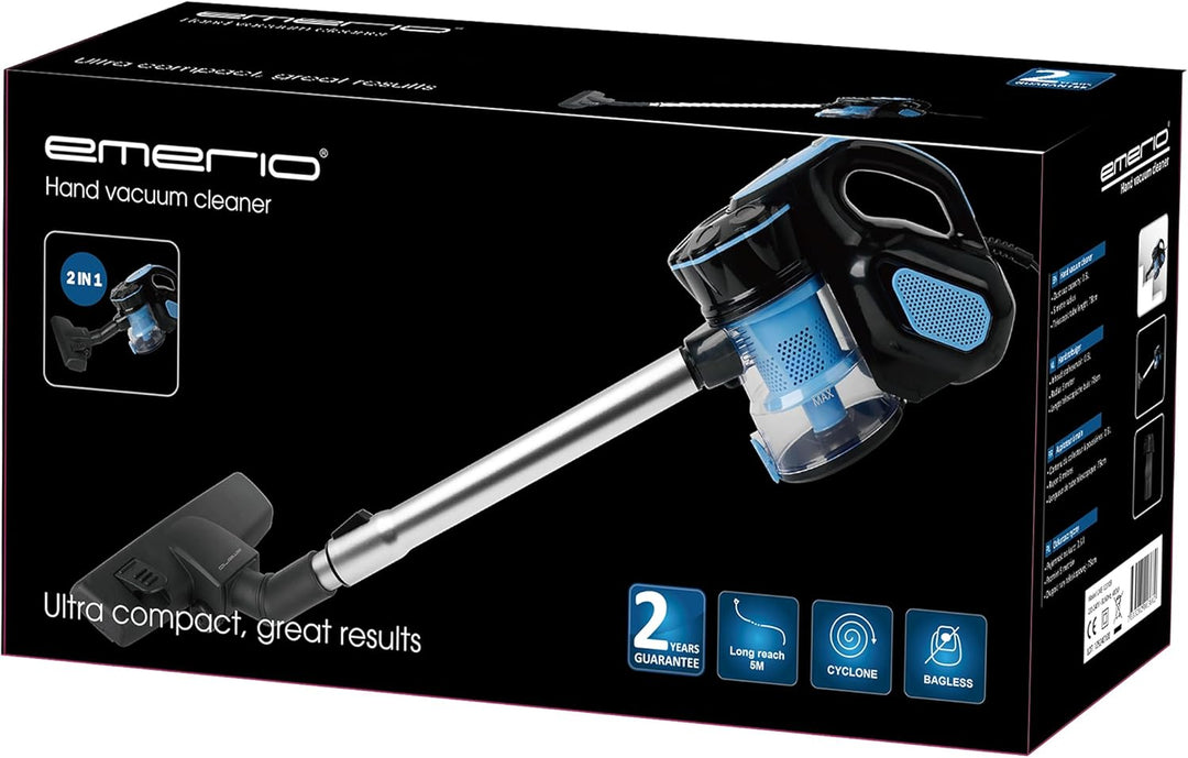 Emerio Staubsauger Zyklon 2in1 Hand- & Bodensauger mit starken 600 Watt, HEPA Filter, kraftvoller 17
