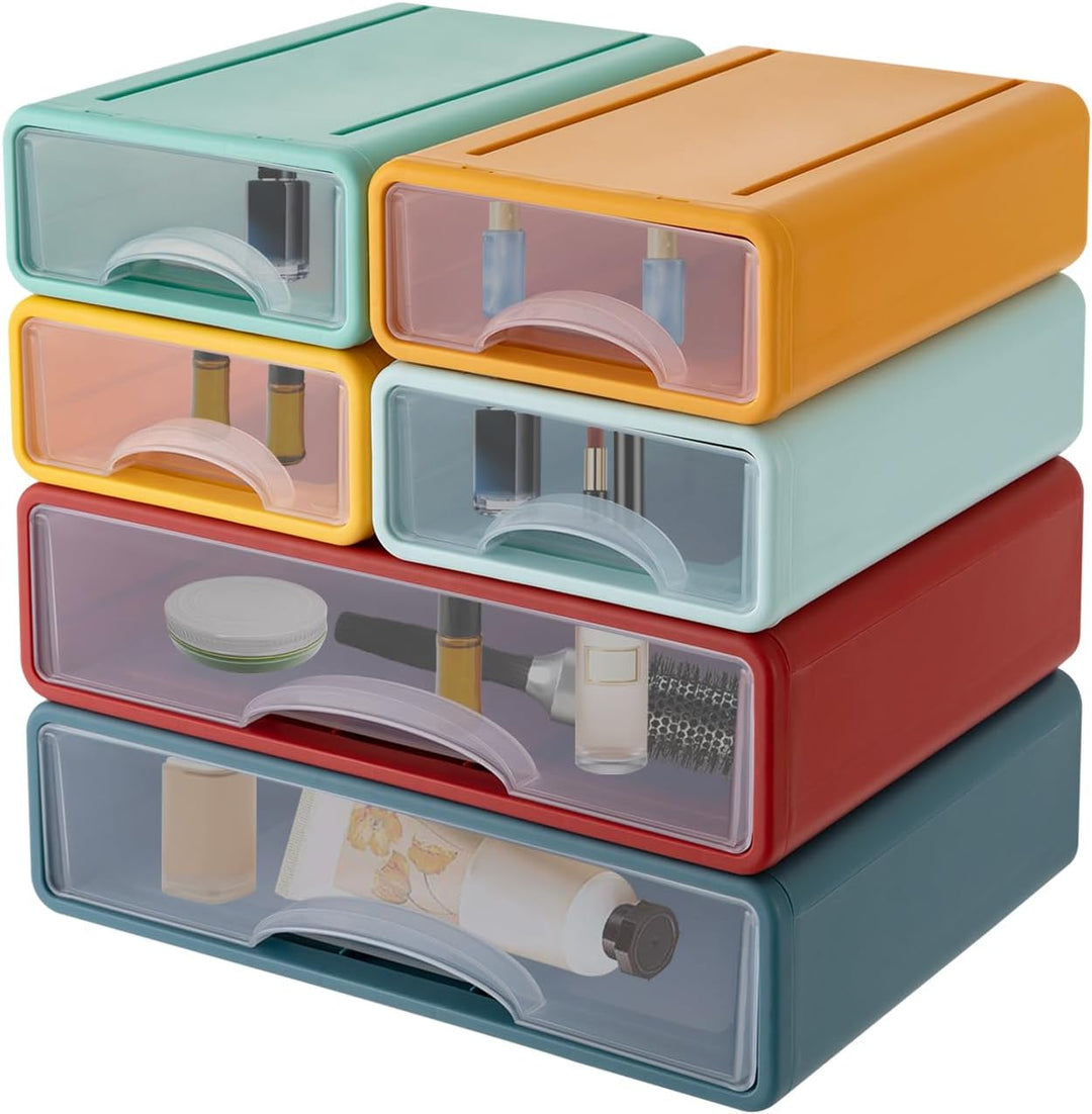 6 Schubladen Büro Aufbewahrungsbox aus Kunststoff, Stapelbare Schubladen Organizer für Dokumente, Bü