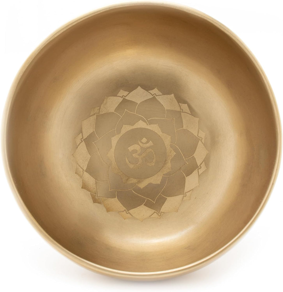 Tibetische Klangschale ca. 400g mit OM-Mandala-Gravur – Handgeschmiedet in Nepal – Fair Trade – Für