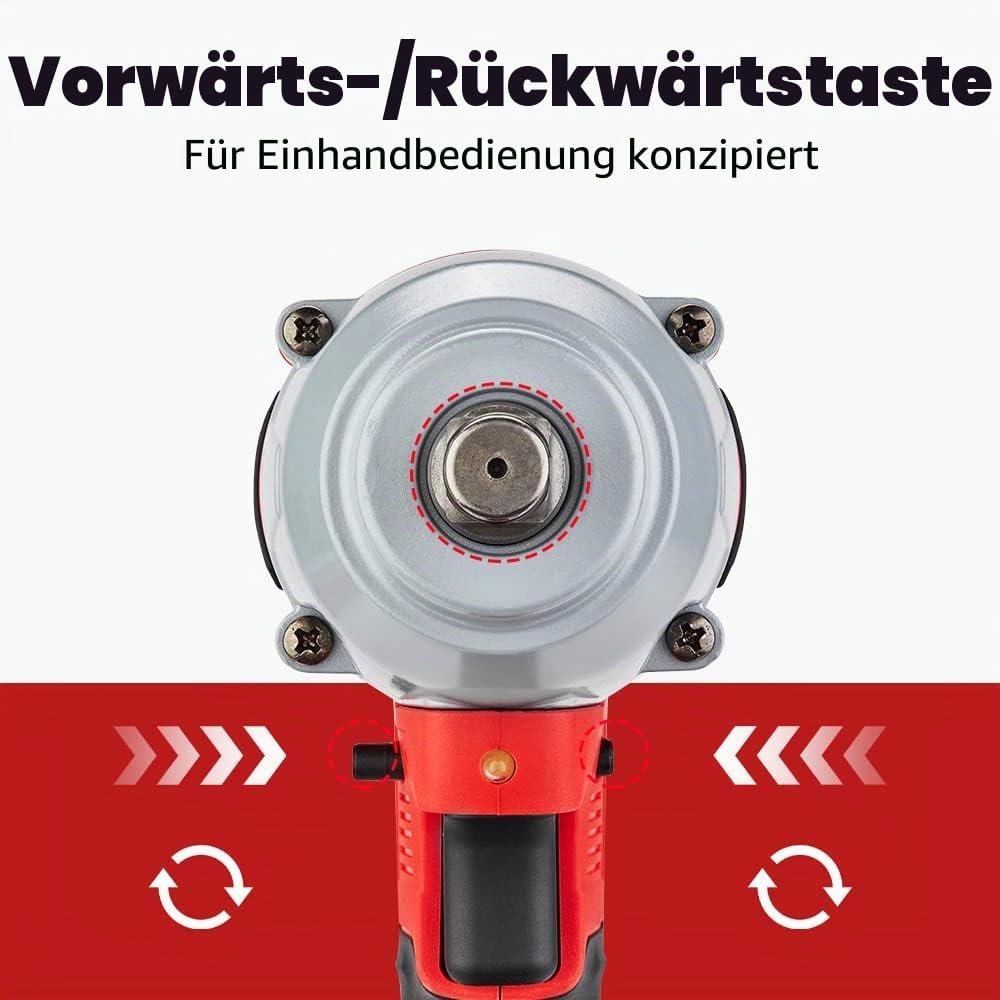 TEENO Akku Schlagschrauber,600Nm, 1x 4000mAh Batterie,Professional Akku-Schlagschrauber 1/2" Elektro