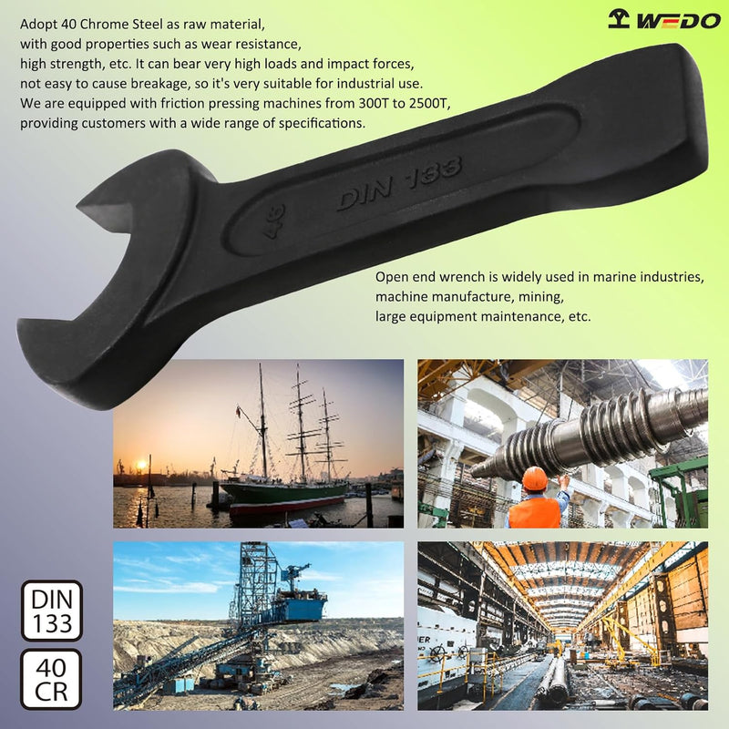 WEDO Jumbo Striking Open End Wrench, One-time Die Forged, Strong Torque, High Strength, 40 Chrome St