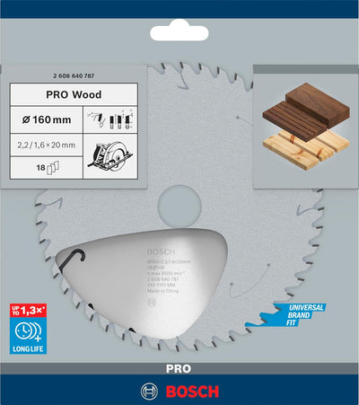 Bosch 1x PRO Wood Kreissägeblatt für Akku-Handkreissägen (für Weichholz, Hartholz, Ø mm, Professiona