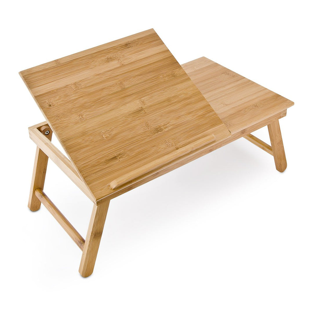 Relaxdays Laptoptisch aus Bambus HBT: 24 x 55 x 33 cm Beistelltisch mit praktischem Fach für Stifte