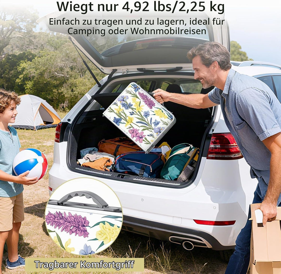 Anbte Campingtisch Klappbar 58x40cm Aluminium-Rahmen Picknicktisch 3 Höhen Verstellbar 26/48/70cm MD