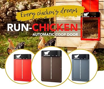 Run Chicken Model T50, Automatic Chicken Coop Door, Full Aluminum Doors, Light Sensing, Evening and