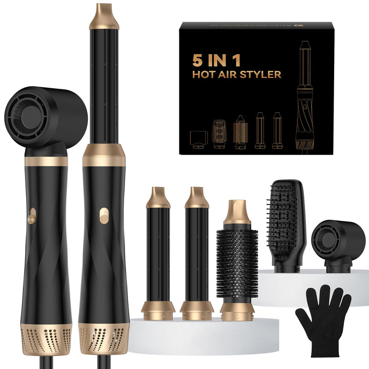 OKWRAP Haarstyler Hairstyler 5 in 1 Hair Styler 1000W Airstyler Multistyler Schwarzgold, Schwarzgold