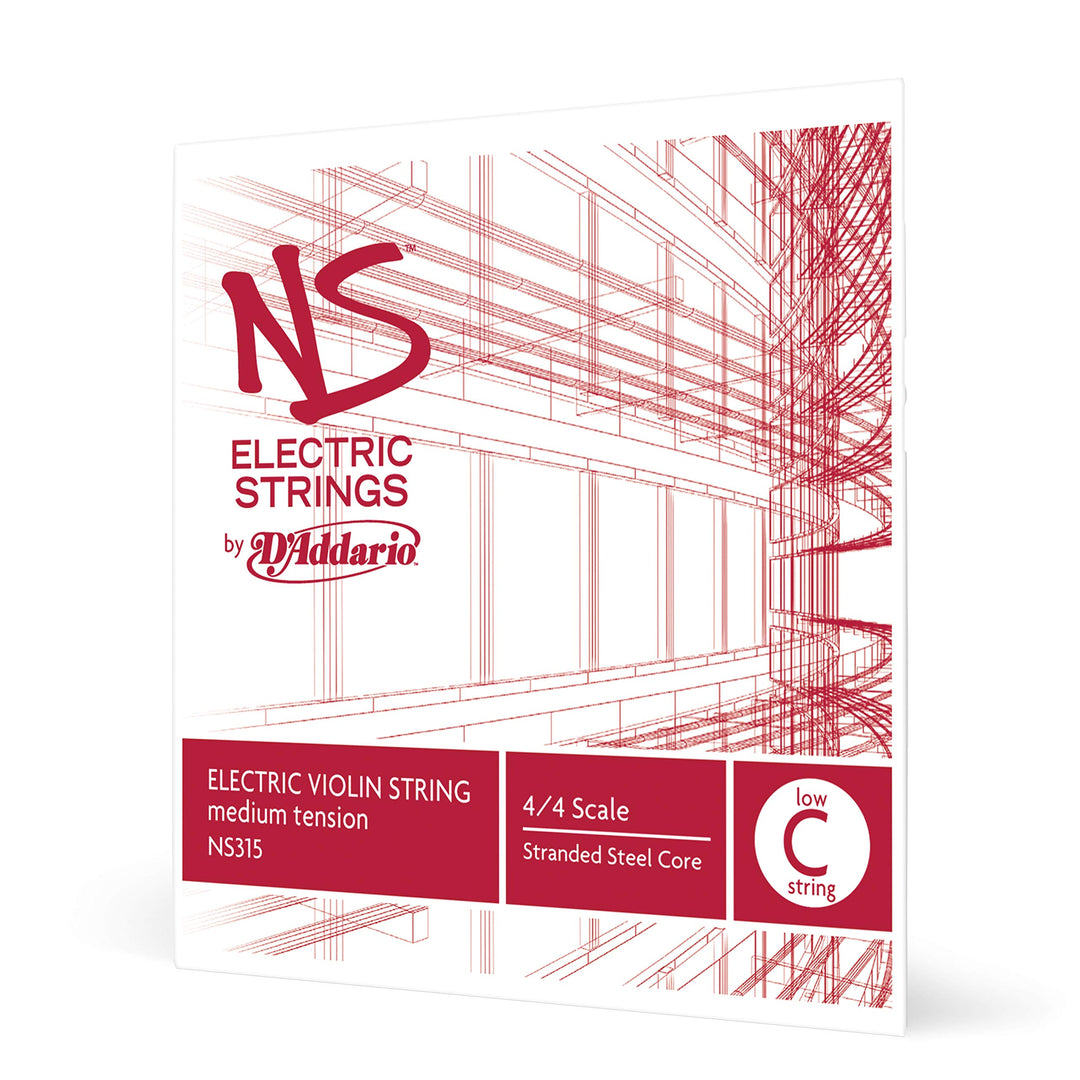D'Addario NS315 Elektrik-Violinen Einzelsaite 'Low C' mehrfach verdrillter Stahlkern Medium Low C St