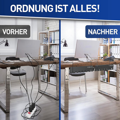 Königwerk Kabelkanal Schreibtisch fürs Kabel Management - Inkl. Zubehör - Tisch Kabelführung Kabelma