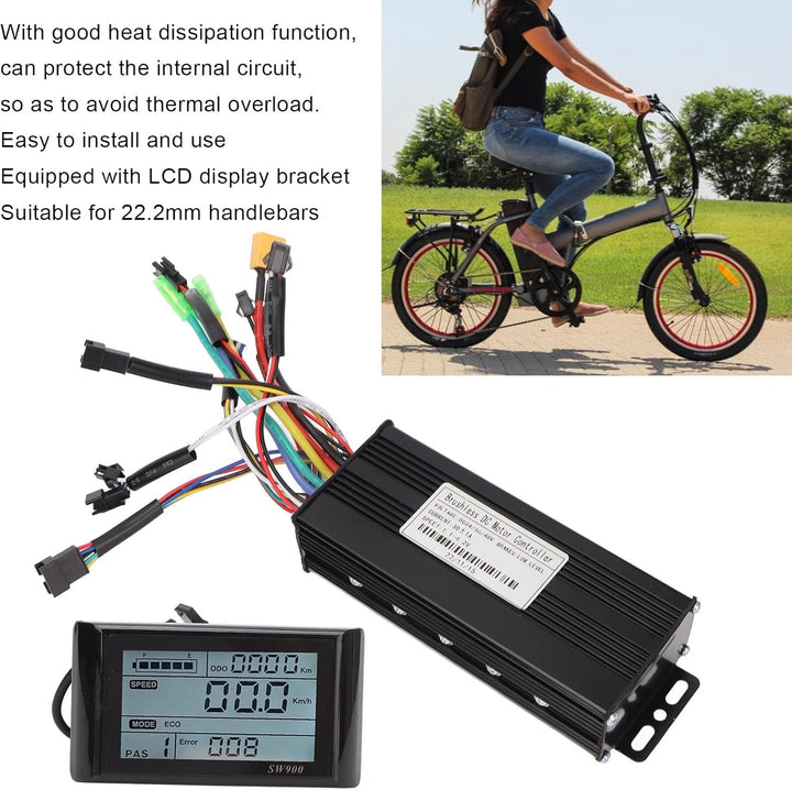 BuyWeek Elektrofahrrad Brushless Motor Controller Kit, DC 24V 36V 48V 750W 1000W 30A 3 Modus Sinuswe