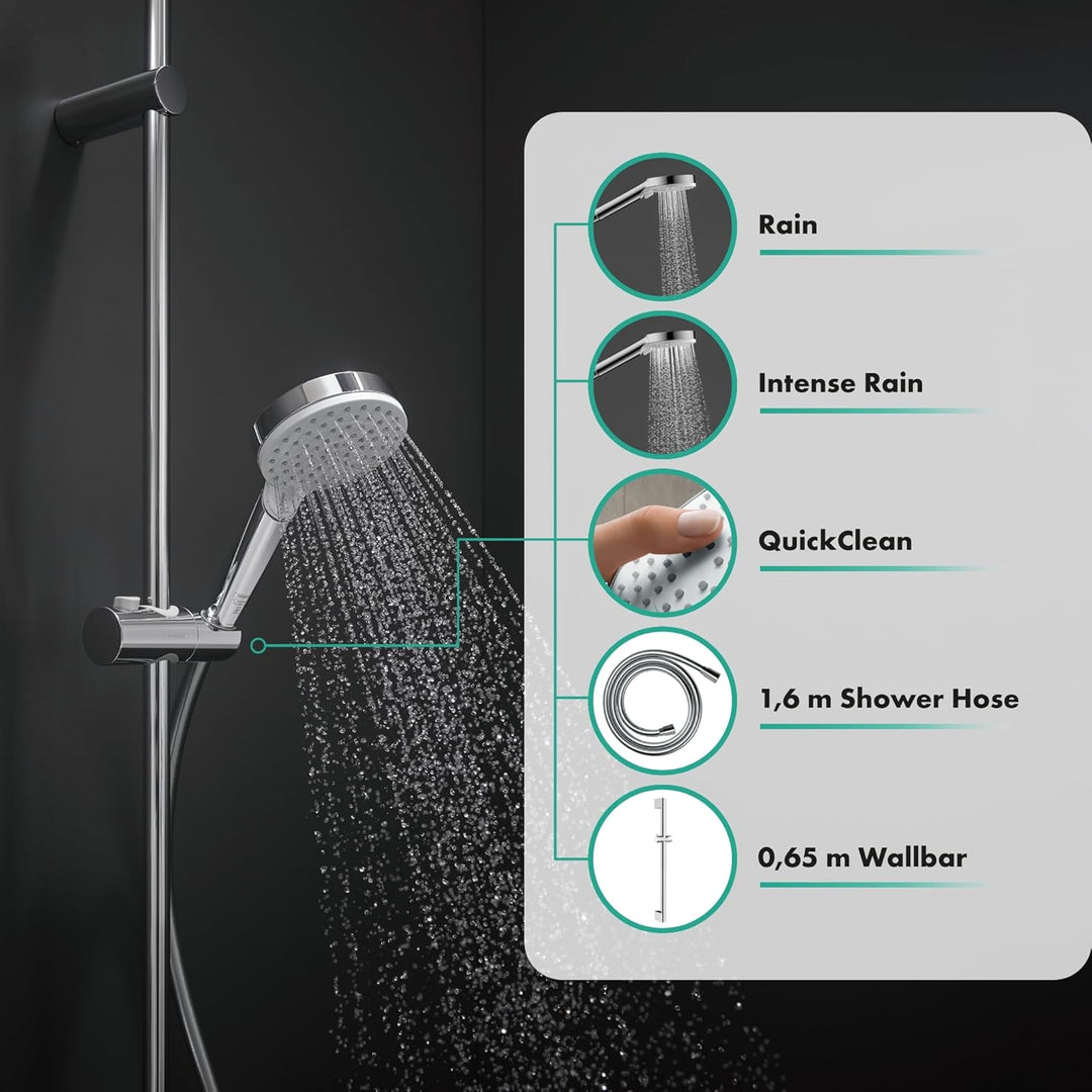 hansgrohe Crometta Duschset 0,65m, 2 Strahlarten, Weiss/Chrom 0,65m Set ohne Seifenschale 2