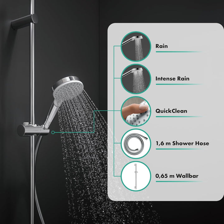 hansgrohe Crometta Duschset 0,65m, 2 Strahlarten, Weiss/Chrom 0,65m Set ohne Seifenschale 2