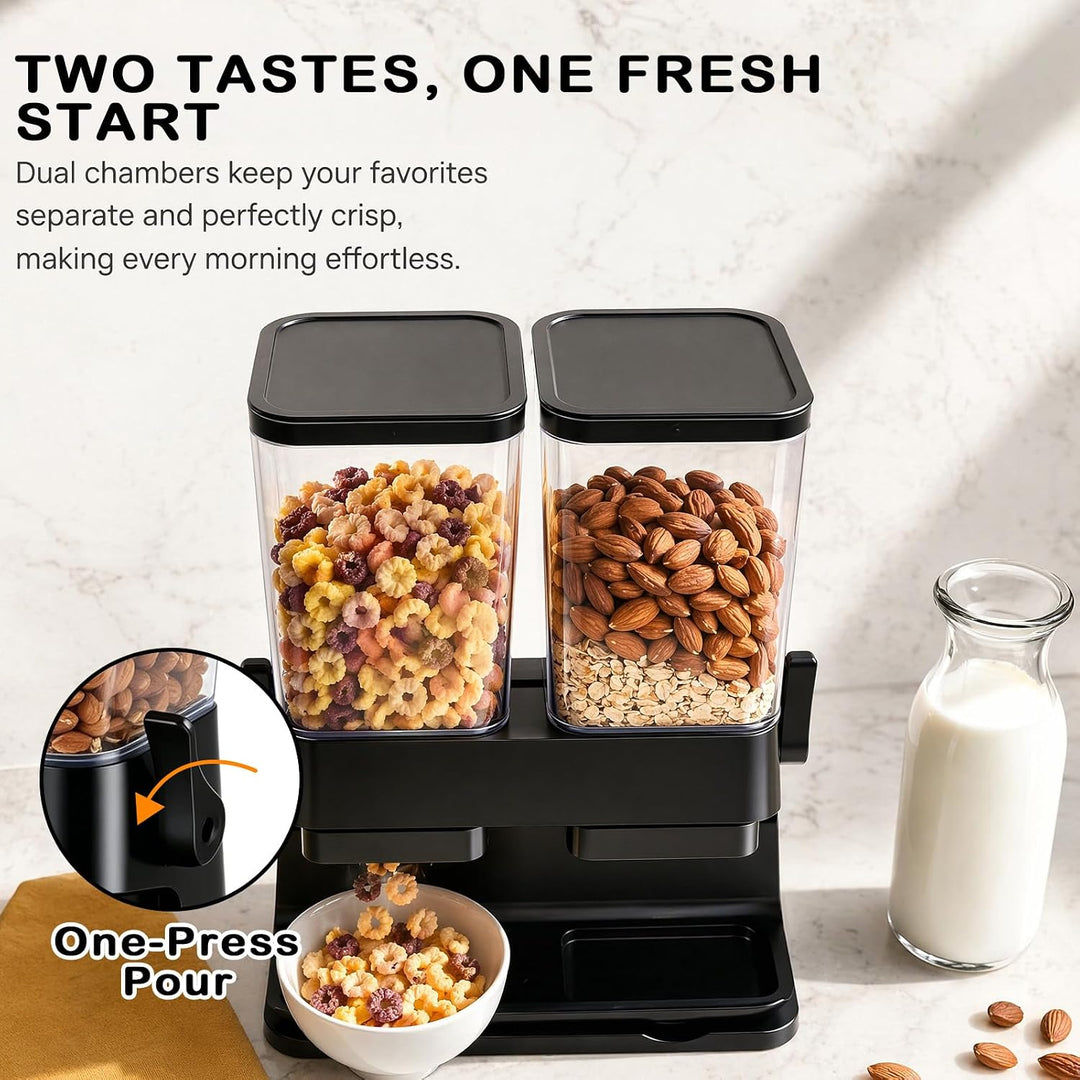 Müslispender, 2er-Set Cornflakes Dispenser, Doppelt 3L Lebensmittelspender aus Kunststoff für Nüsse,