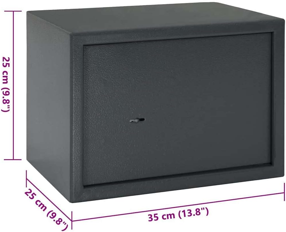 vidaXL Safe Box mit Schloss Dunkelgrau 35 x 25 x 25 cm Stahl, Heimarbeitsplatz Safe, robuster Sicher