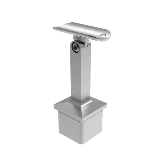 Sellon24® Edelstahl Geländerpfosten Eckig rechts 40x40 Bauhöhe 1000mm Vierkantrohr mit Glashalter Vi