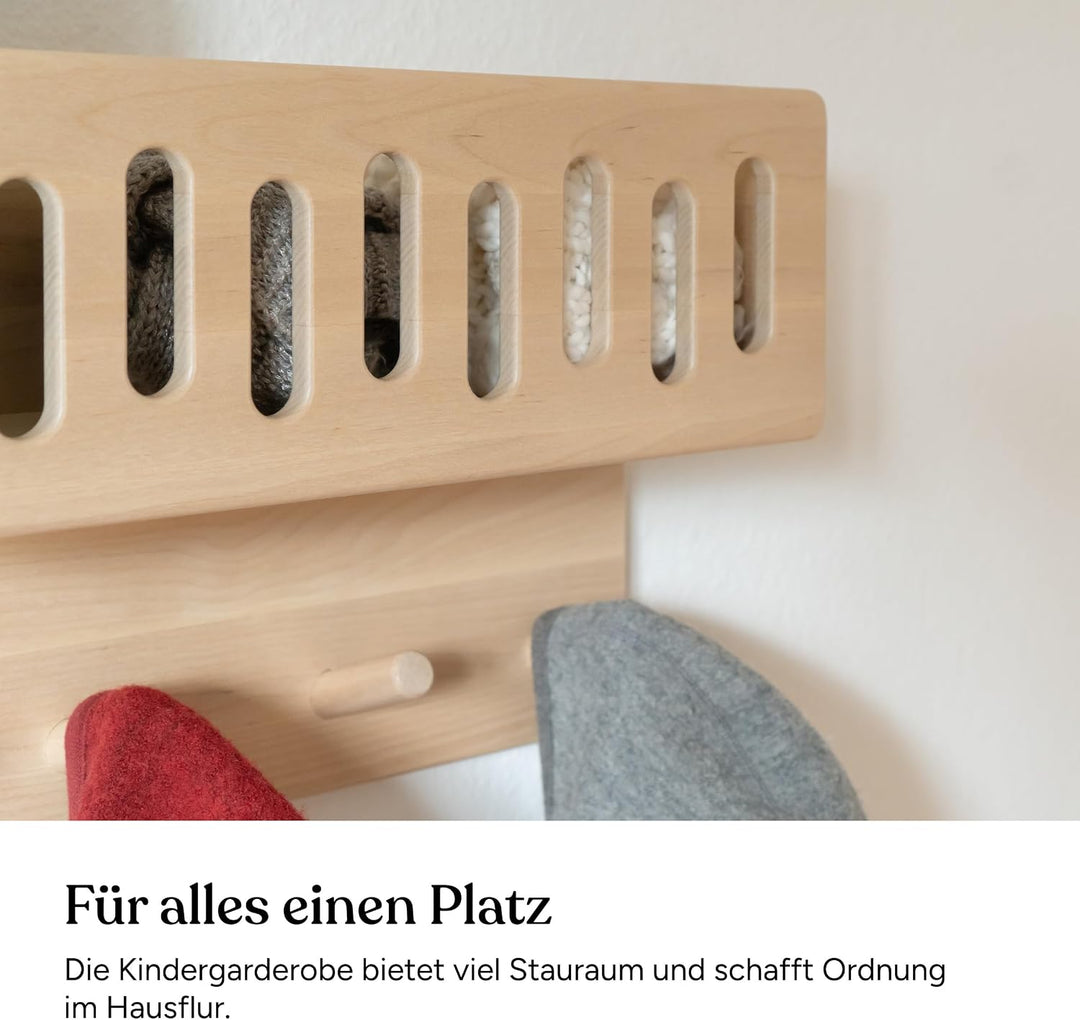 Ehrenkind® Kindergarderobe | Aus robusten Holz | Garderobe Kinder | Klein Weiss mit Sichtfenster | g
