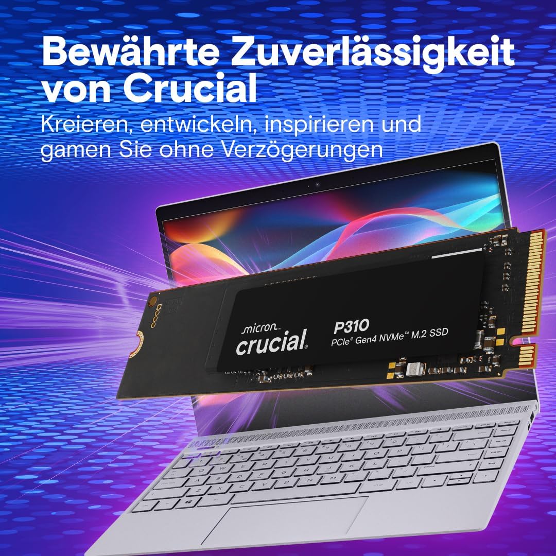 Crucial P310 SSD 1TB M.2 2280 PCIe Gen4 NVMe Interne SSD, bis 7.100 MB/s, Laptop und Desktop PC komp