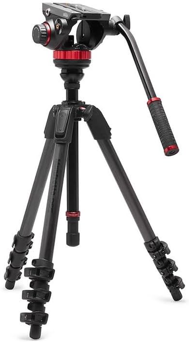 Manfrotto 055 Video-Stativ mit 502 Video-Fluid-Kopf, Carbonfaser, professionelles Schwerlast-Stativs